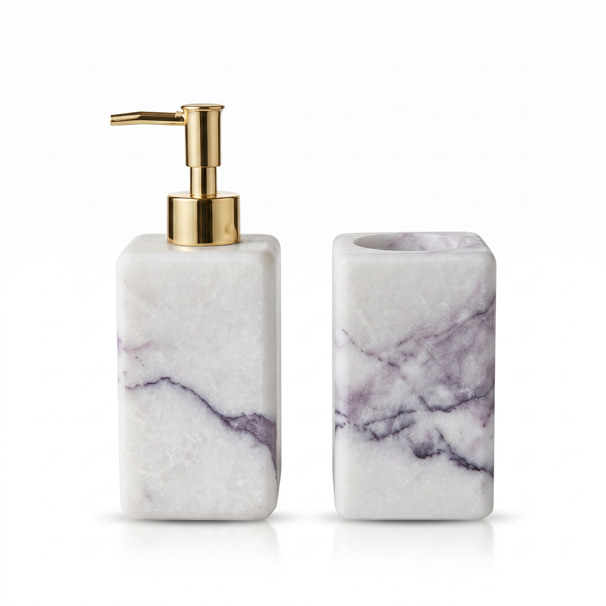Lilac Mermer Geometrik Sabunluk Seti