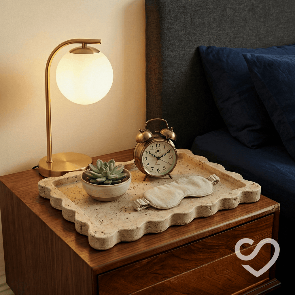 Traverten Dalgalı Kenarlı Dikdörtgen Tepsi - 20 x 30 cm