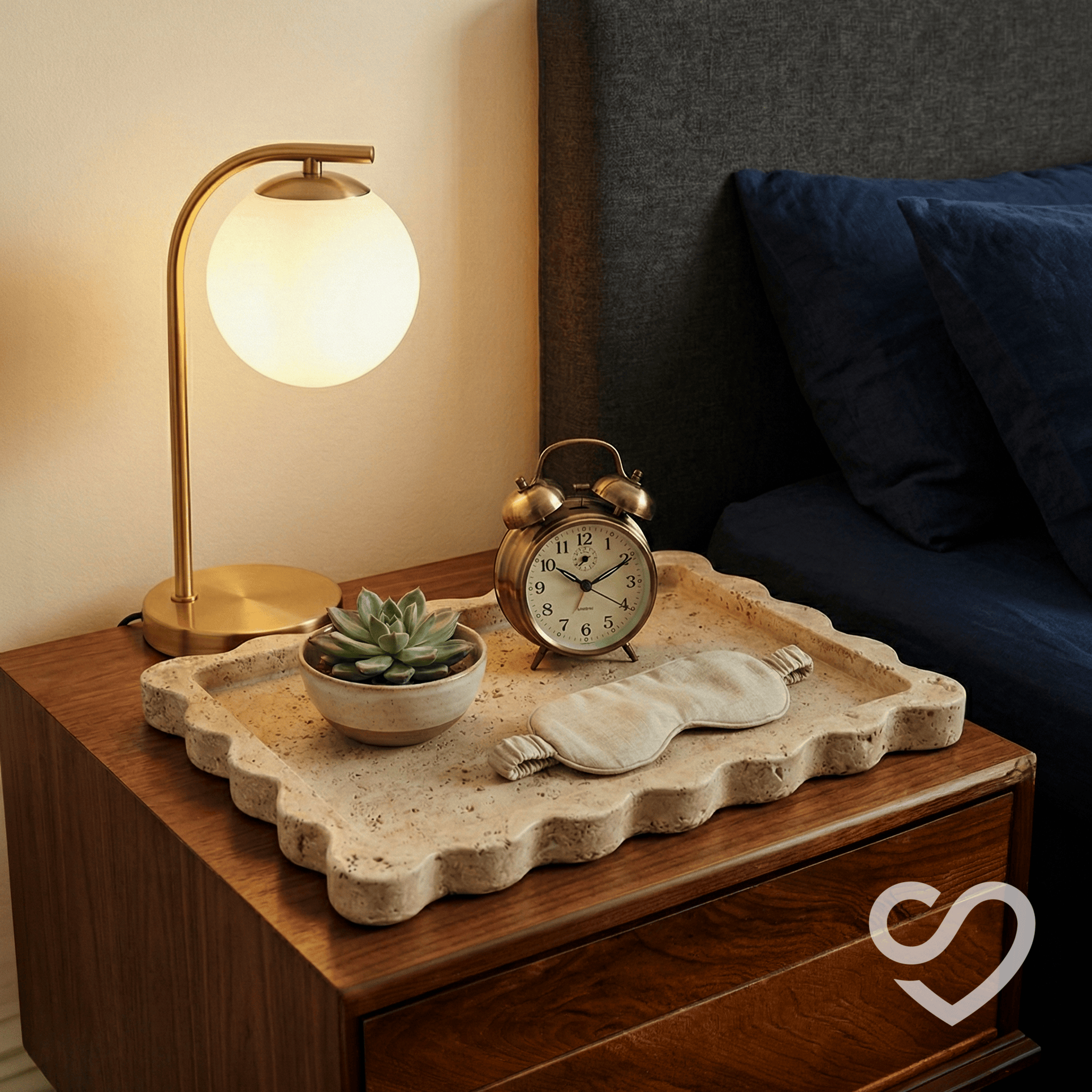 Traverten Dalgalı Kenarlı Dikdörtgen Tepsi - 20 x 30 cm